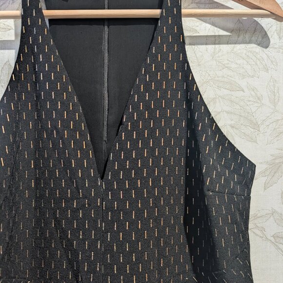 Charles Henry Halter Keyhole Dress Lined Black Gold Metallic Pattern Size 2 - Picture 3 of 13